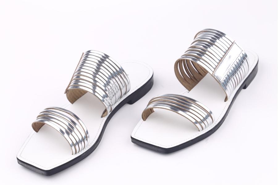 d.moro shoes Women Patent leather Slippers for summer: 11644-16 Silver White Patent leather (Wholesale)