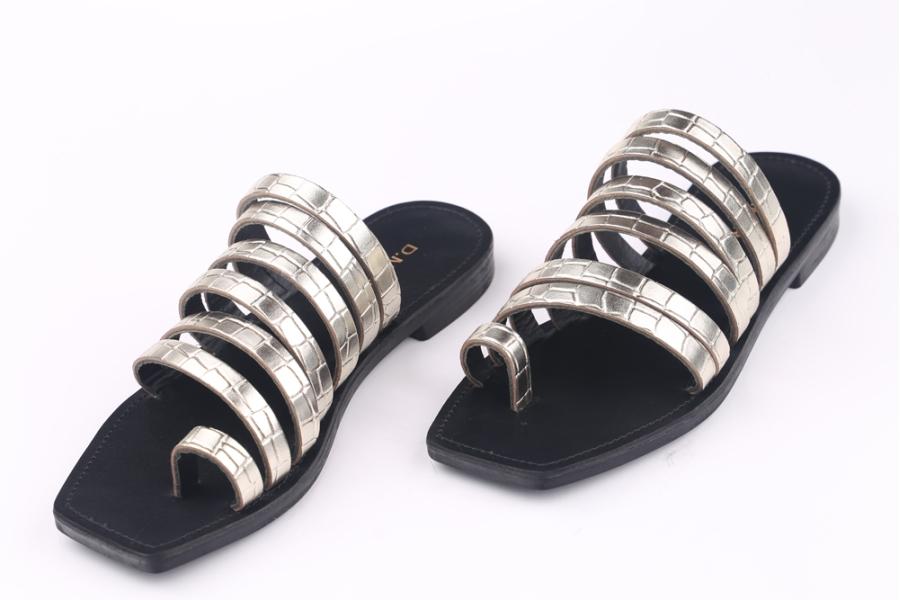 d.moro shoes Women Patent leather Slippers for summer: 707-56-1 Gold Black Patent leather (Wholesale)
