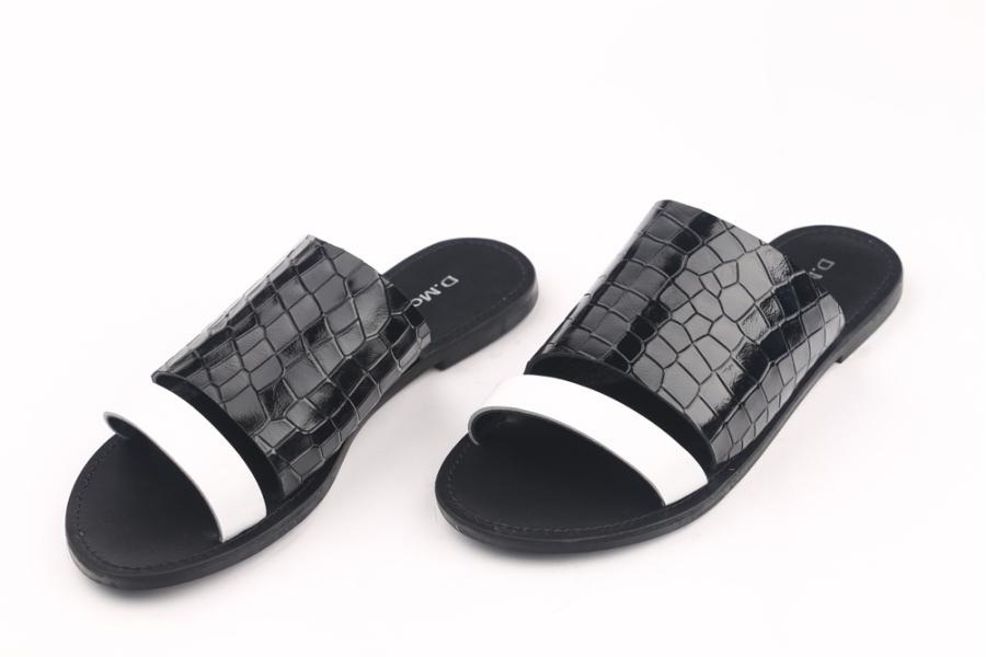 d.moro shoes Women Patent leather Slippers for summer: MORO-21 Black White Patent leather (Wholesale)