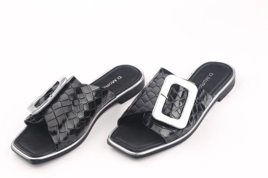 d.moro shoes Women Patent leather Slippers for summer: MORO-68 Black White Patent leather (Wholesale)