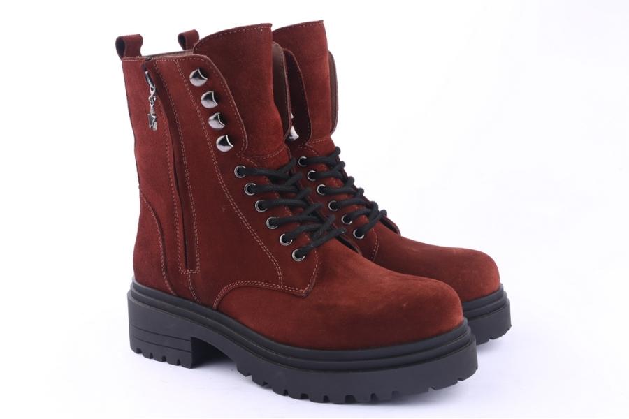 D.moro Shoes Women Suede Leather Ankle Boots For Winter: 252G Burgundy (Wholesale)
