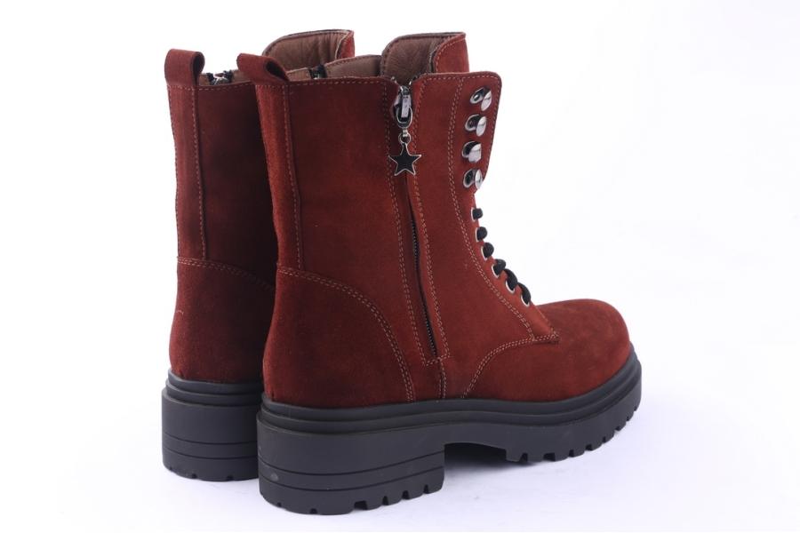 D.moro Shoes Women Suede Leather Ankle Boots For Winter: 252G Burgundy (Wholesale)