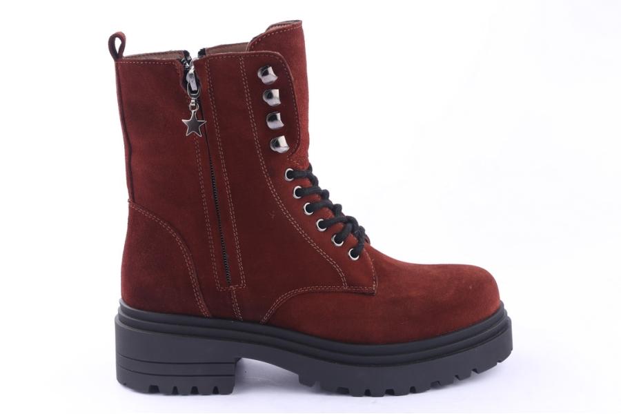d.moro shoes Women Suede Leather Ankle Boots for Winter: 252G Burgundy (Wholesale)