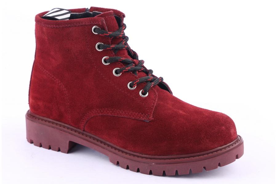 D.moro Shoes Women Suede Leather Ankle Boots For Winter: 318 Burgundy (Wholesale)