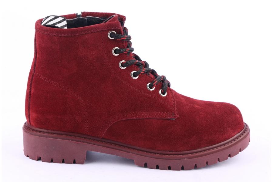 d.moro shoes Women Suede Leather Ankle Boots for Winter: 318 Burgundy (Wholesale)