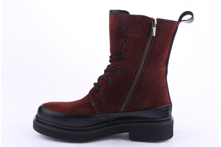 D.moro Shoes Women Suede Leather Ankle Boots For Winter: 506D Burgundy (Wholesale)