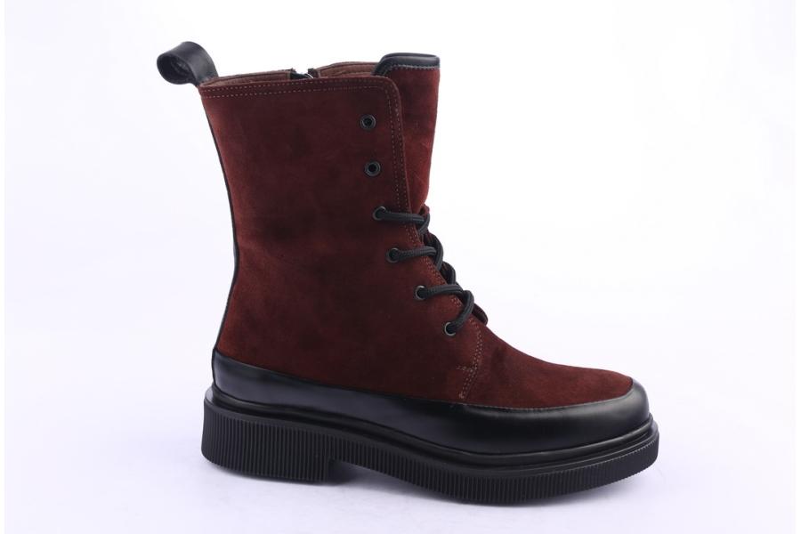 d.moro shoes Women Suede Leather Ankle Boots for Winter: 506D Burgundy (Wholesale)