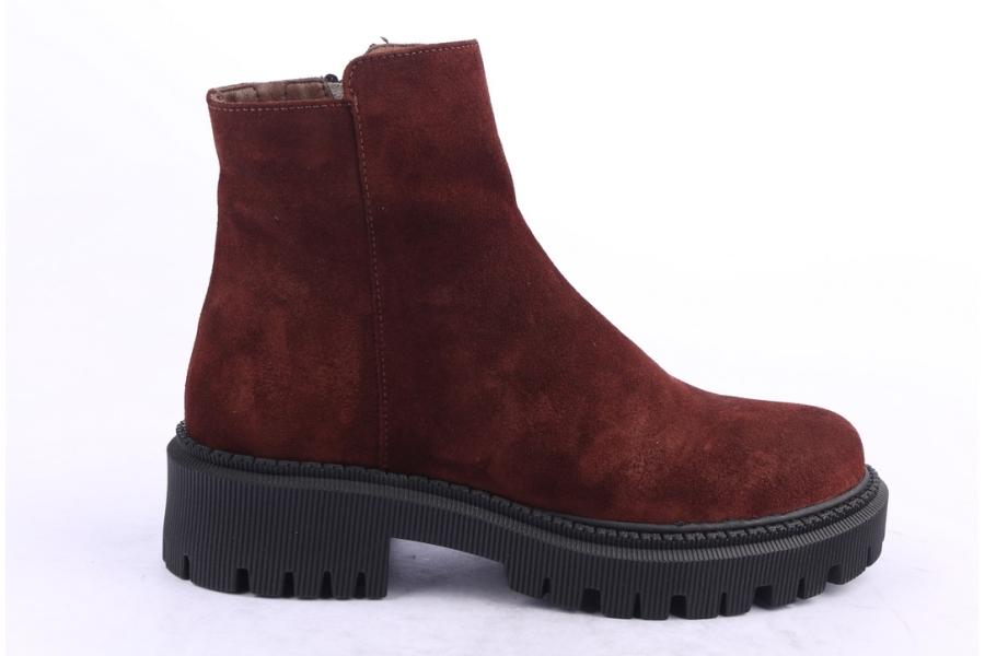 d.moro shoes Women Suede Leather Ankle Boots for Winter: 657E Burgundy (Wholesale)