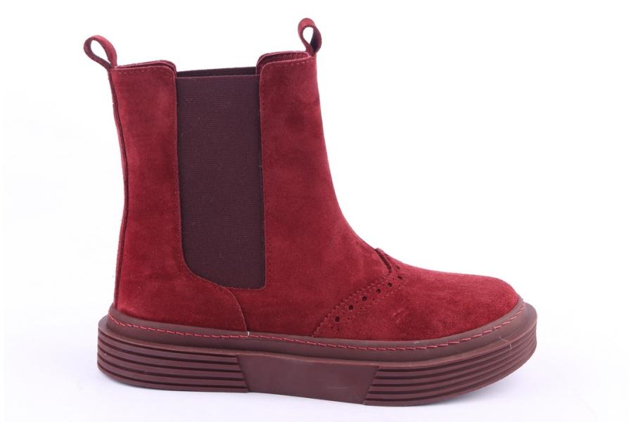 d.moro shoes Women Suede Leather Ankle Boots for Winter: 950 Burgundy (Wholesale)