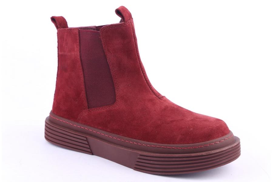 D.moro Shoes Women Suede Leather Ankle Boots For Winter: 952 Burgundy (Wholesale)