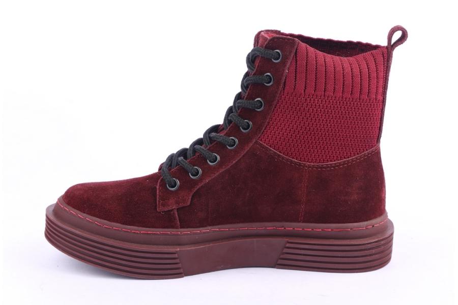 D.moro Shoes Women Suede Leather Ankle Boots For Winter: 954 Burgundy (Wholesale)