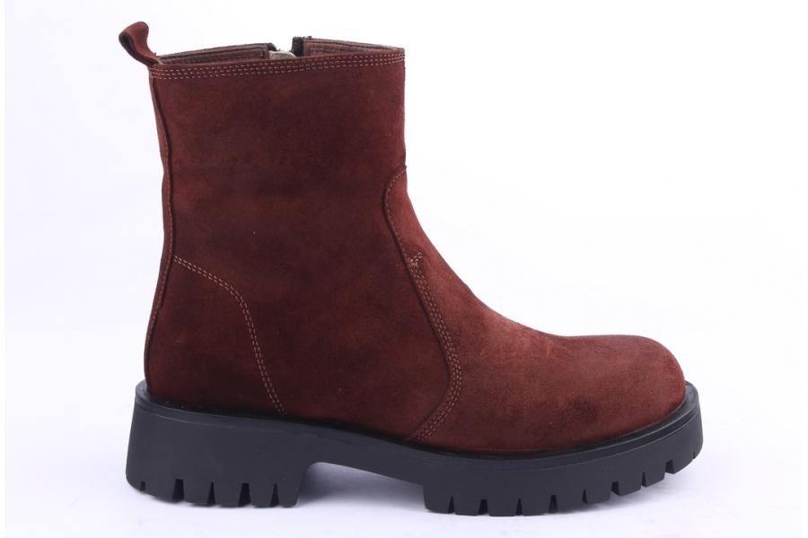 d.moro shoes Women Suede Leather Ankle Boots for Winter: GUC2 Burgundy (Wholesale)