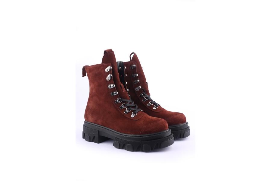 D.moro Shoes Women Suede Leather Ankle Boots For Winter: Z-1302 Burgundy (Wholesale)