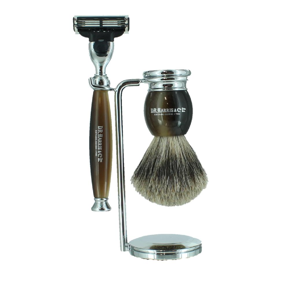 d.r. harris & co. 3 – Piece Shaving Set – Horn- Mach 3