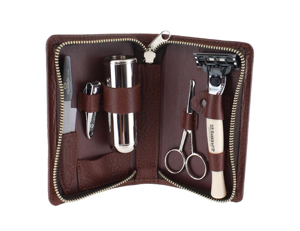d.r. harris & co. Brown Zip Travel Shaving Set