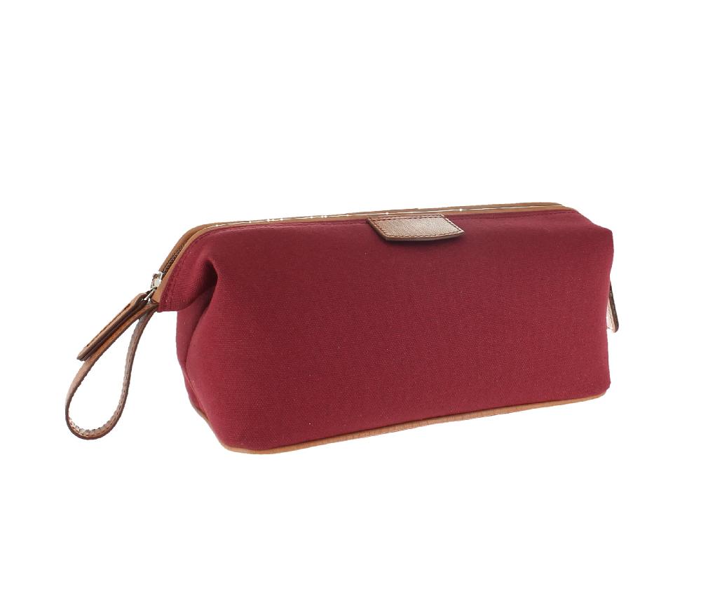 d.r. harris & co. Canvas And Leather Wash Bag – Burgundy