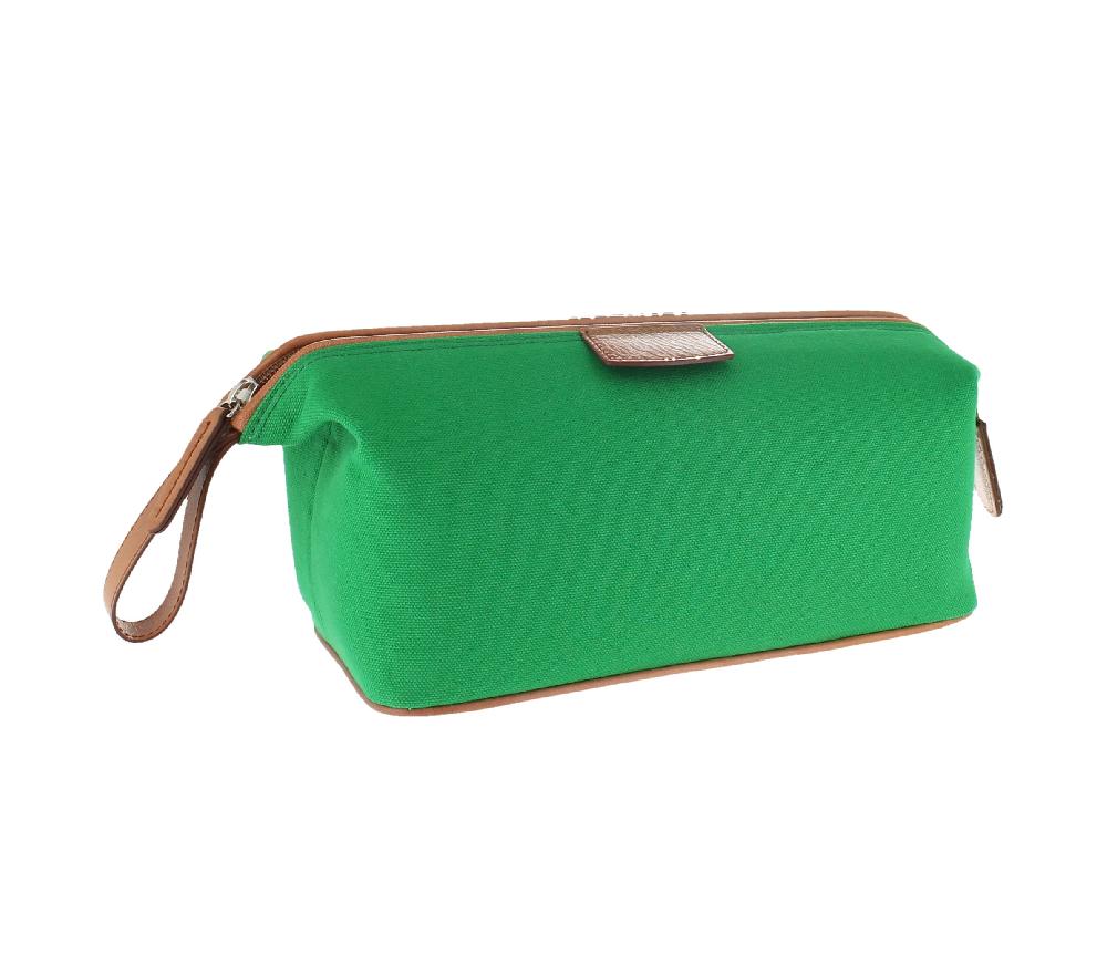 d.r. harris & co. Canvas and Leather Wash Bag – Green
