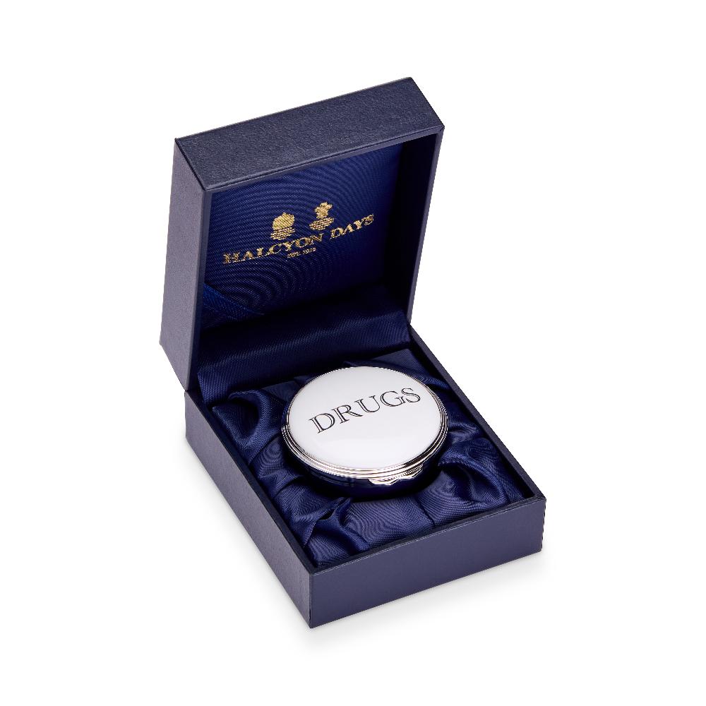 D.r. Harris & Co. Drugs Blue Enamel Pill Box Circular