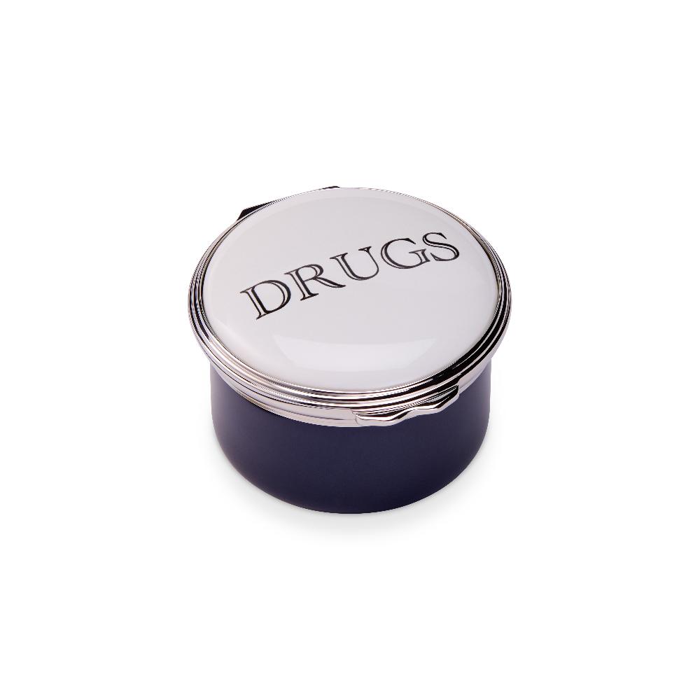 d.r. harris & co. Drugs Blue Enamel Pill Box Circular