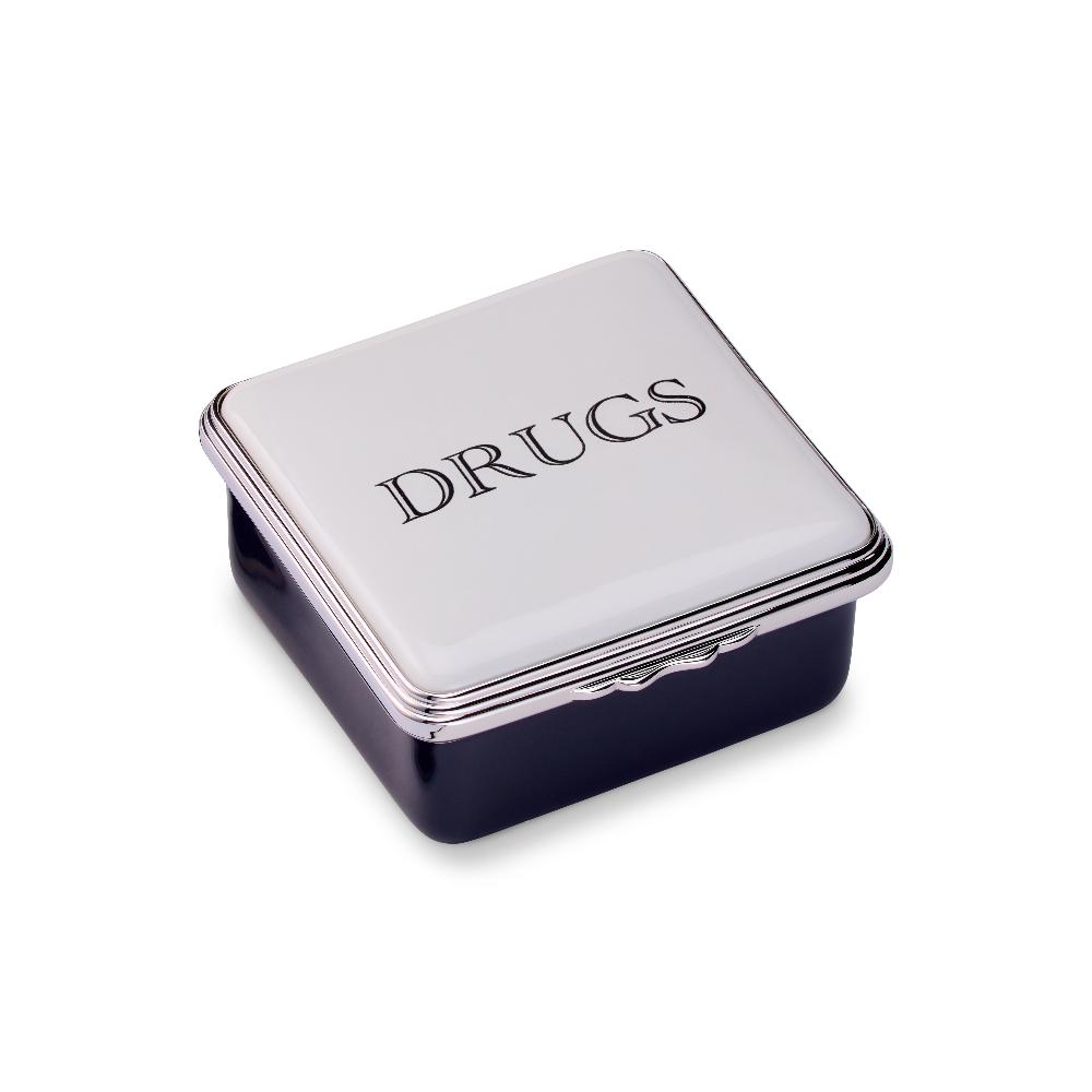 d.r. harris & co. Drugs Blue Enamel Pill Box Square