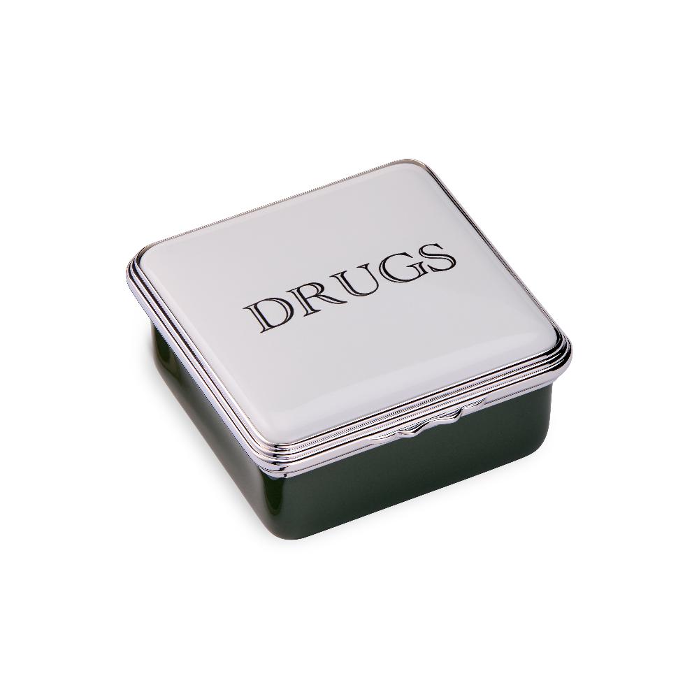 d.r. harris & co. Drugs Green Enamel Pill Box Square