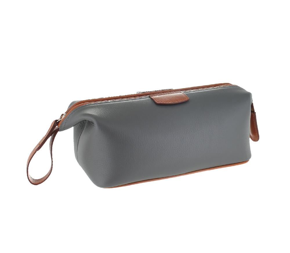 d.r. harris & co. Leather Wash Bag – Grey