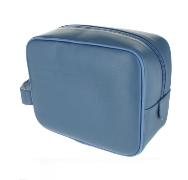 d.r. harris & co. Small Leather Wash Bag – Mid Blue