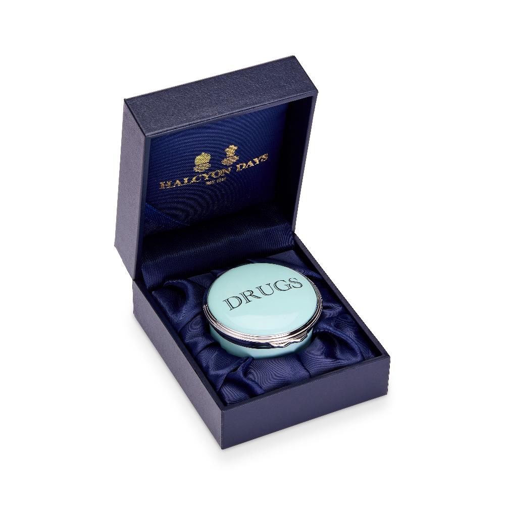 D.r. Harris & Co. Drugs Celadon Enamel Pill Box Circular