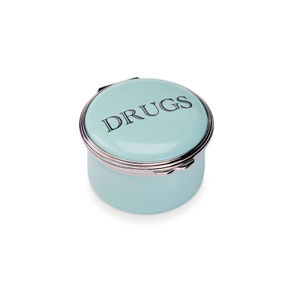 d.r. harris & co. Drugs Celadon Enamel Pill Box Circular