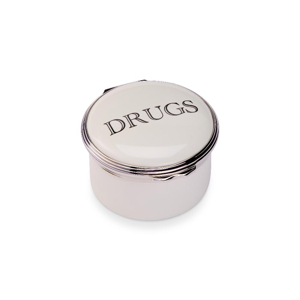 d.r. harris & co. Drugs Rice White Enamel Pill Box Circular
