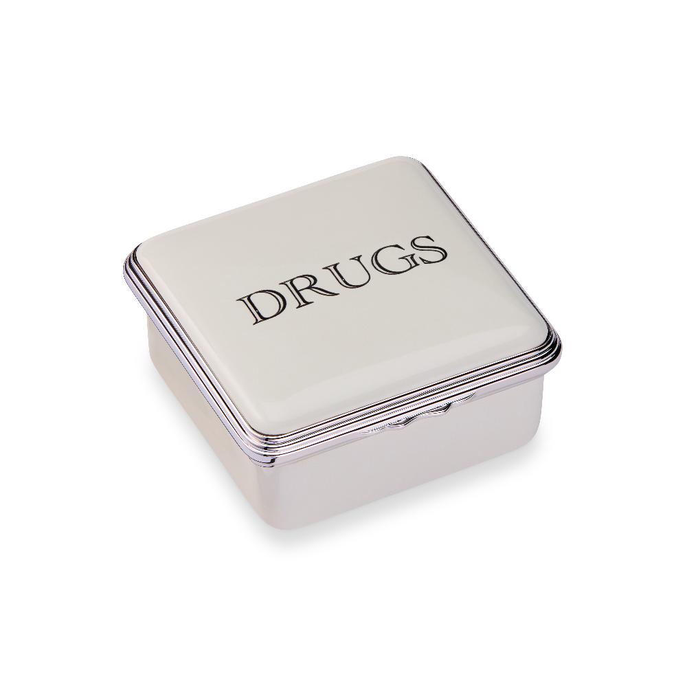 d.r. harris & co. Drugs Rice White Enamel Pill Box Square