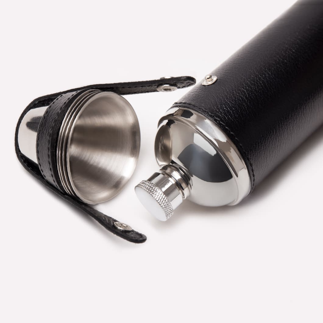 D.r. Harris & Co. Ettinger 8oz Hunter Flask- Capra Black