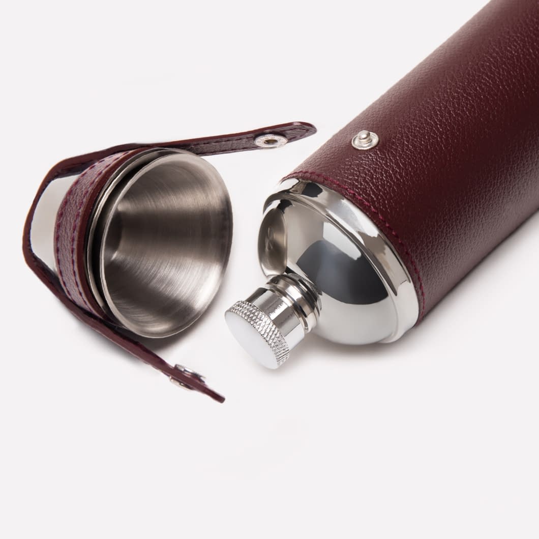 D.r. Harris & Co. Ettinger 8oz Hunter Flask- Capra Bordeaux