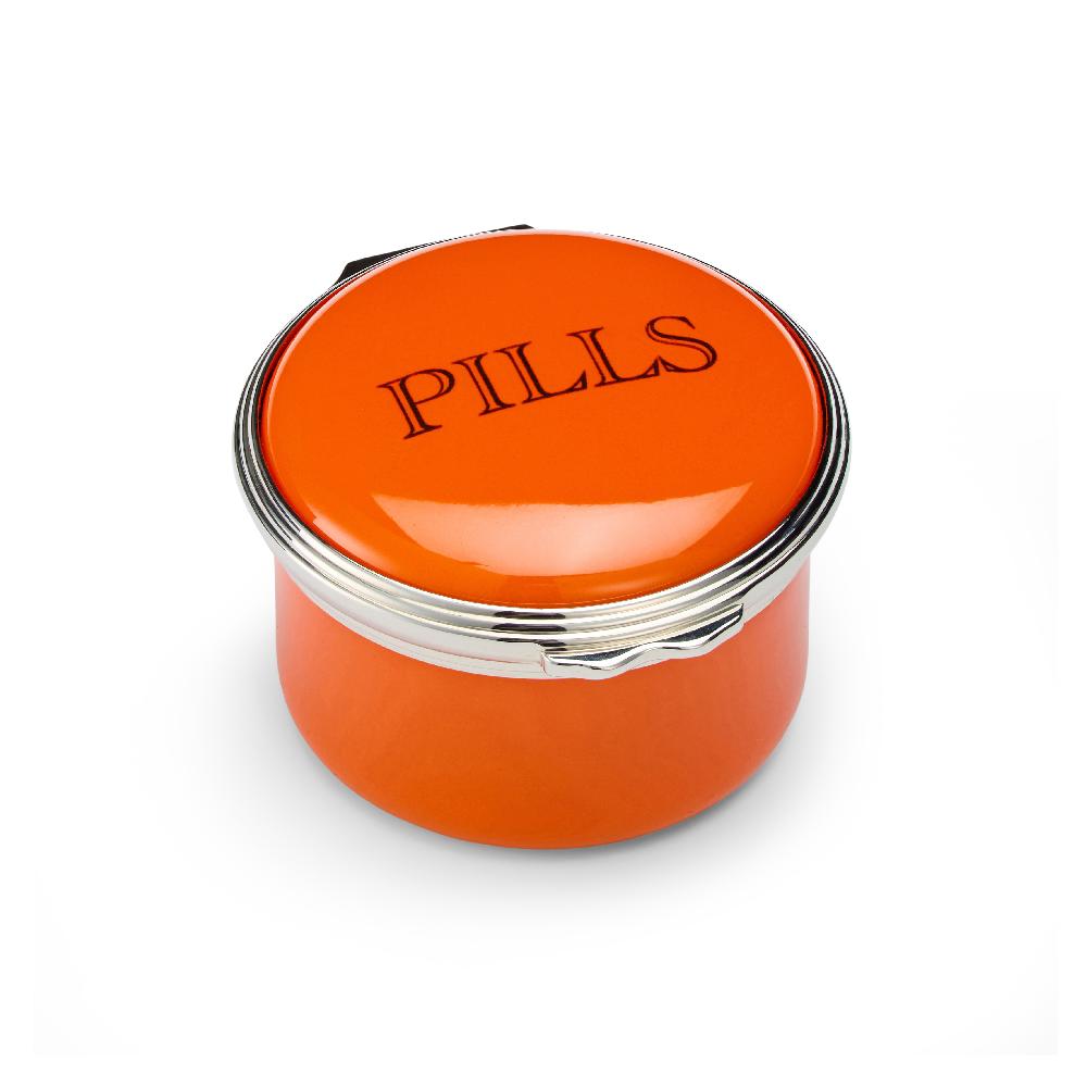 d.r. harris & co. Pills Orange Enamel Pill Box Circular