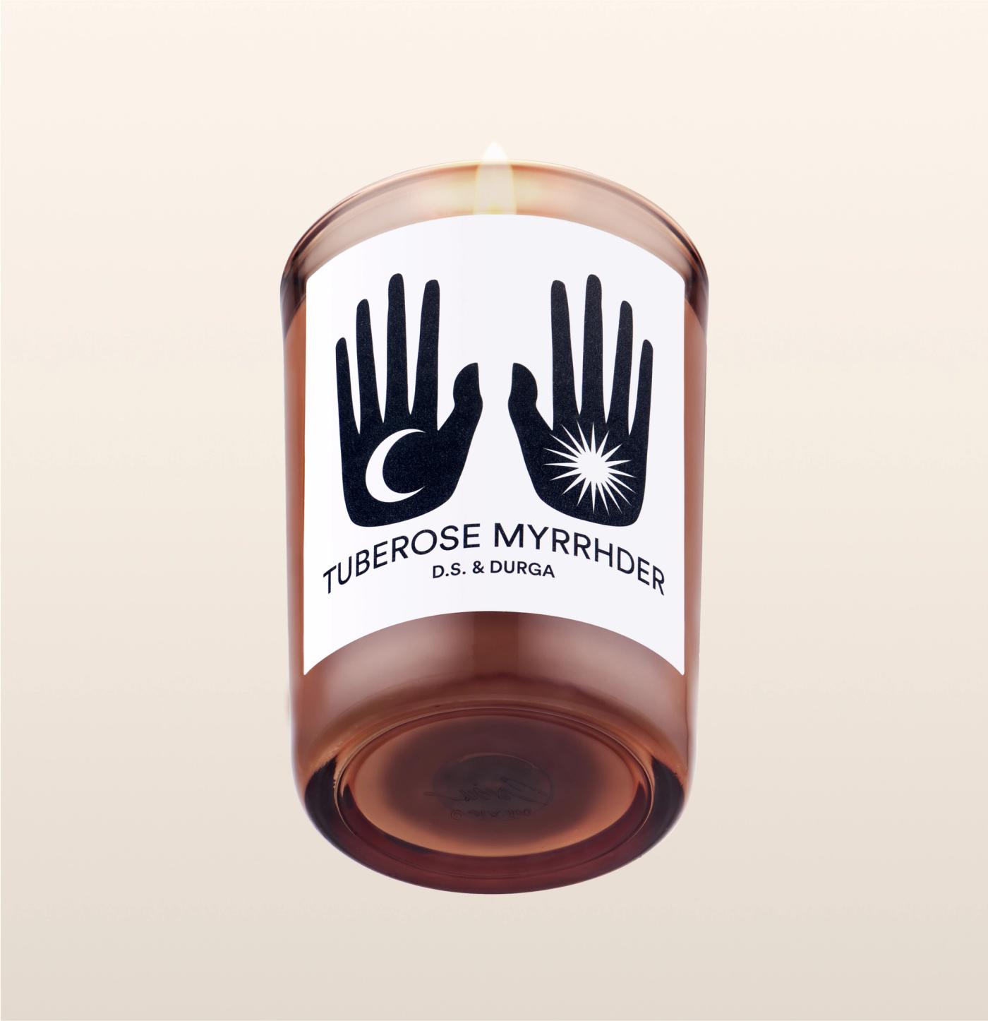 d.s. & durga The night queen’s suspended bulbs in the hour of darkness caked with spicy Ethiopian myrrh cacao currant and dank Madagascar vanilla