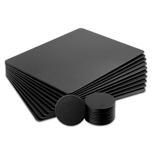 Dacasso 10 Seat Black Leather Conference Room Set W/ Round Coasters And Drawer Holder