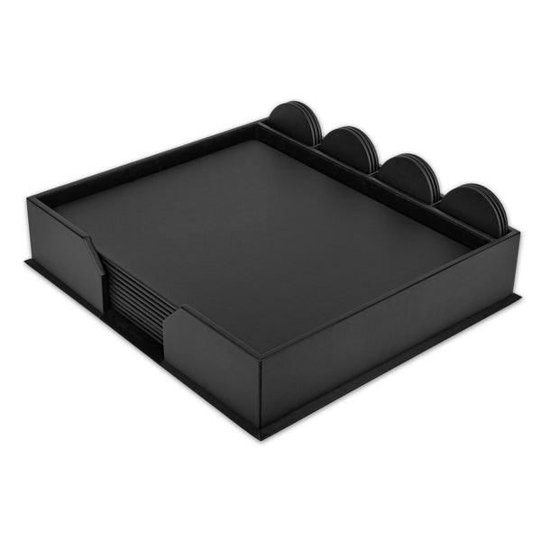 Dacasso 10 Seat Black Leatherette Conference Room Set W/ Round Coasters