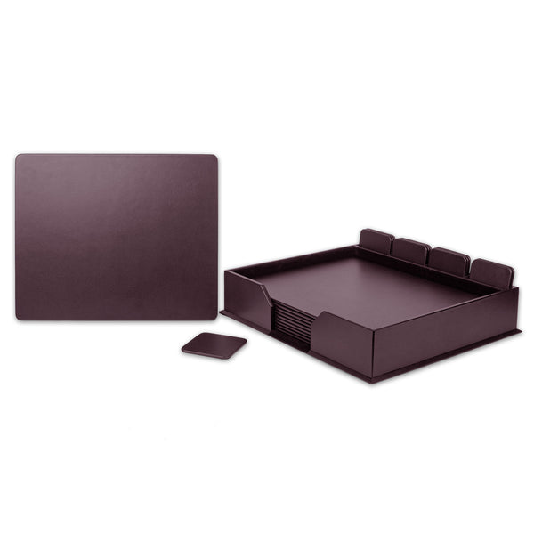 Dacasso 10 Seat Chocolate Brown Leather Conference Room Set W/ Square Coasters