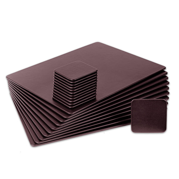 Dacasso 10 Seat Chocolate Brown Leatherette Conference Room Set W/ Square Coasters