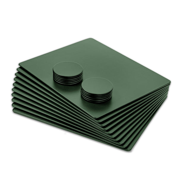Dacasso 10 Seat Dark Green Leatherette Conference Room Set W/ Round Coasters