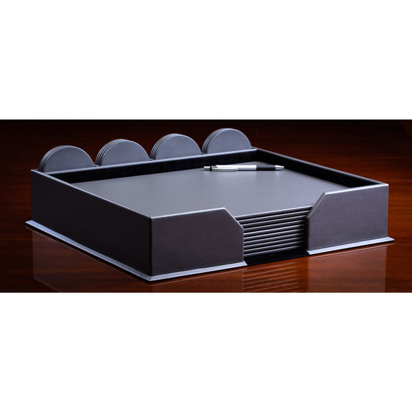 Dacasso 10 Seat Gray Leather Conference Room Set W/ Round Coasters