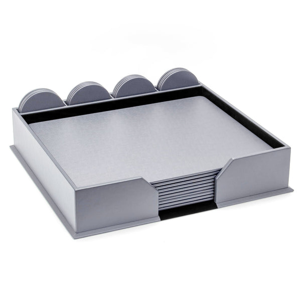 Dacasso 10 Seat Gray Leatherette Conference Room Set W/ Round Coasters