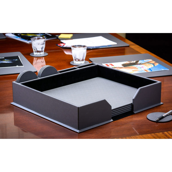 Dacasso 10 Seat Gray Leatherette Conference Room Set W/ Round Coasters