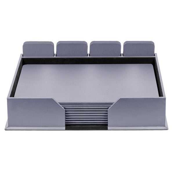 Dacasso 10 Seat Gray Leatherette Conference Room Set W/ Square Coasters