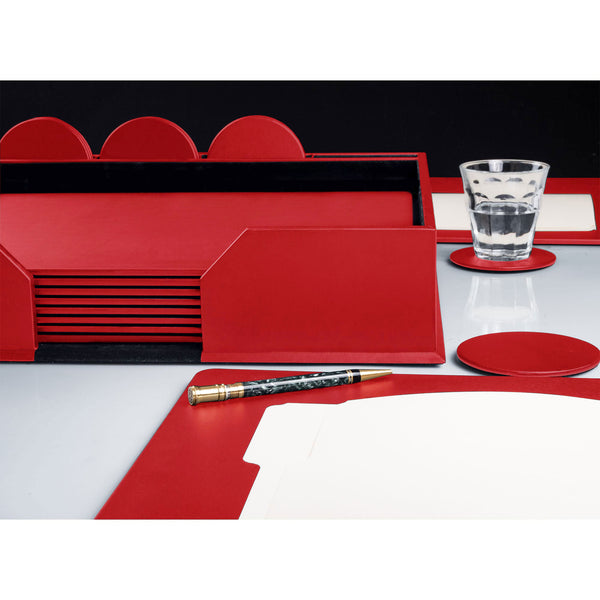 Dacasso 10 Seat Red Leatherette Conference Room Set W/ Round Coasters