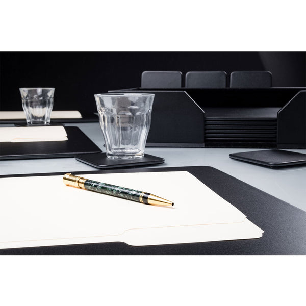 Dacasso 12 Seat Black Leather Conference Room Set W/ Square Coasters