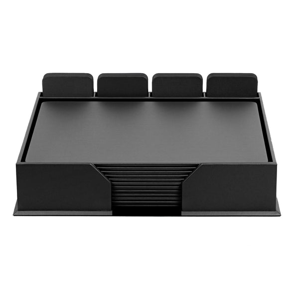 dacasso 12 Seat Black Leatherette Conference Room Set w/ Square Coasters