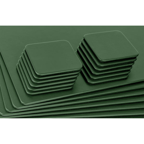 Dacasso 12 Seat Dark Green Leatherette Conference Room Set W/ Square Coasters