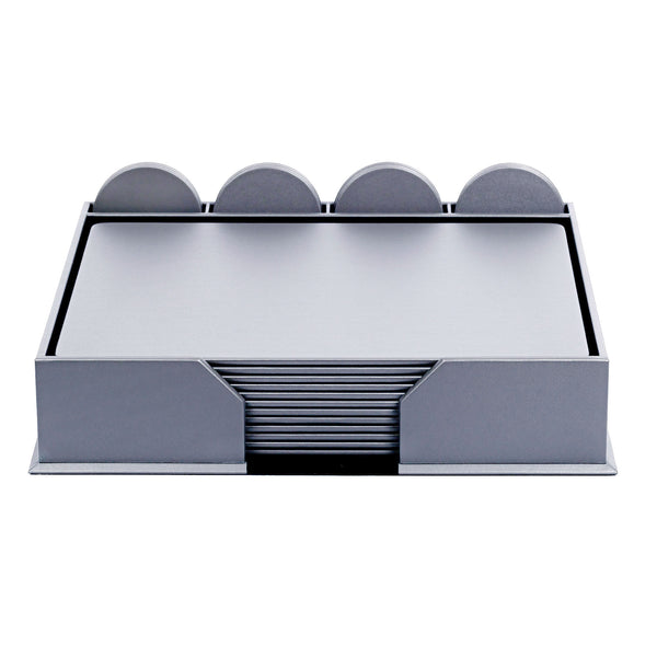 dacasso 12 Seat Gray Leatherette Conference Room Set w/ Round Coasters