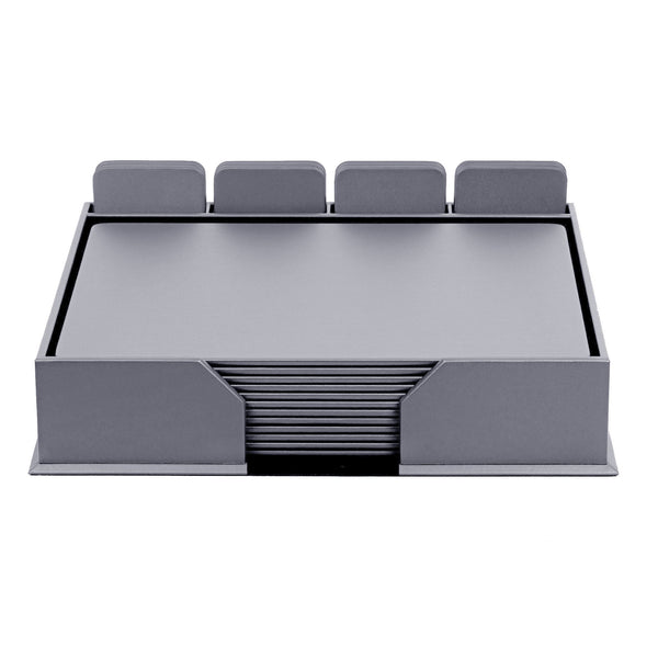 Dacasso 12 Seat Gray Leatherette Conference Room Set W/ Square Coasters